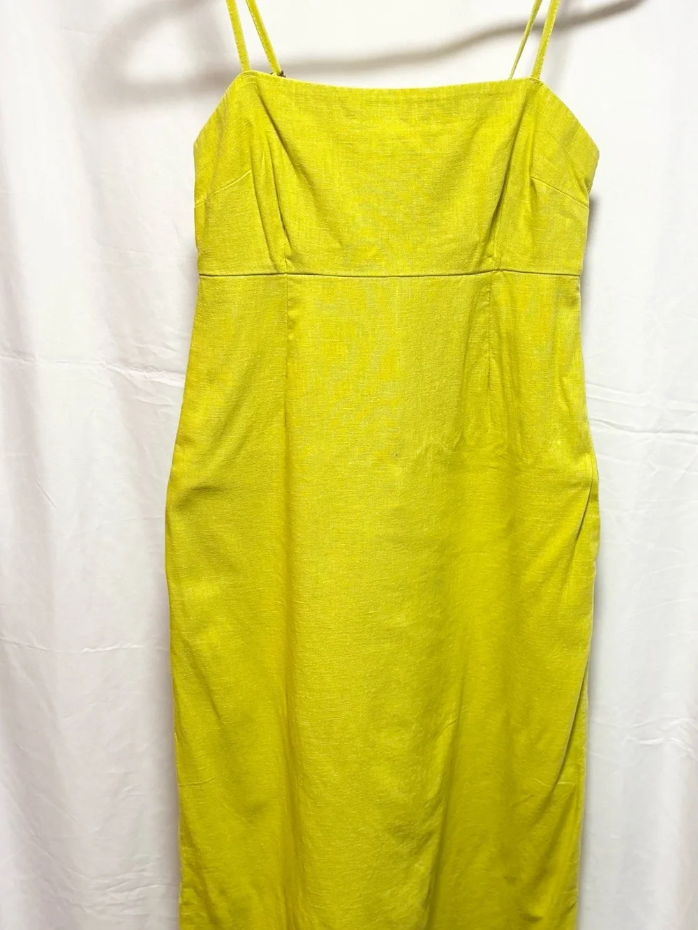 Abercrombie & Fitch Chartreuse Spaghetti Strap linen blend Maxi Dress
